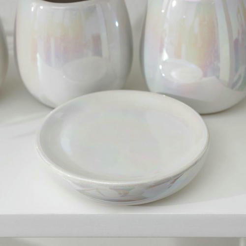 Набор аксессуаров для ванной комнаты Pearl, 4 предмета (мыльница, дозатор для мыла 400 мл, 2 стакана), цвет серый — изображение 2