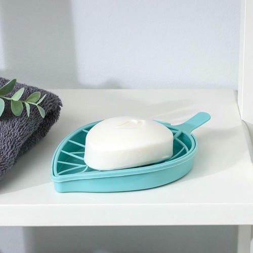 Мыльница пластиковая «Лист», 17x10,5x2 см, цвет МИКС