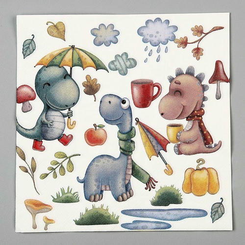 Салфетки бумажные «Динозаврики», в наборе 20 шт — изображение 2