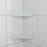 Полка для ванной угловая 2-х ярусная, 21,5x21,5x39 см, цвет белый