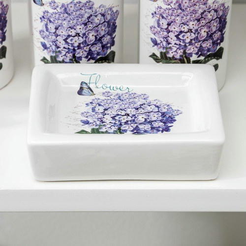 Набор аксессуаров для ванной комнаты «Сирень», 4 предмета (дозатор 320 мл, мыльница, 2 стакана 300 мл) — изображение 2