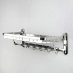 Полка откидная с держателем полотенец, 5 крючков, 59x23,5x18 см, цвет хром