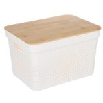 VETTA Корзина для хранения с бамбуковой крышкой Идиллия, 36x27x22см, белый