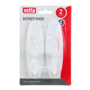 VETTA Крючки в прихожую, самоклеящиеся, двойные, 2шт