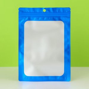 Пакет Зип-лок с окном, с еврослотом, синий, 13.5 х 19.5 см - 100 шт.