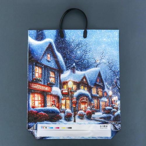 Новый год. Пакет "Рождественская ночь", полиэтиленовый с пластиковой ручкой, 37,5х44,5 см - 5 шт. — изображение 2