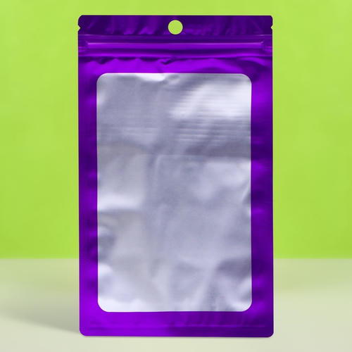 Пакет Зип-лок с окном, с еврослотом, фиолетовый, 12 х 18 см см - 100 шт.