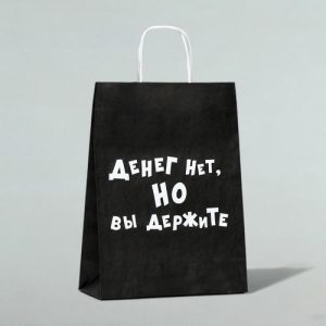 Пакет крафт "Денег нет, но вы держите", 24 х 10 х 32 см - 10 шт.