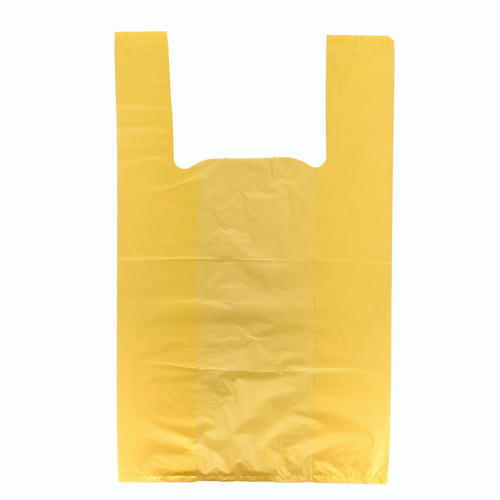 Пакет майка полиэтиленовый 30 + 16 х 50 х см 18 мкм, жёлтый "Нулёвка" - 100 шт.