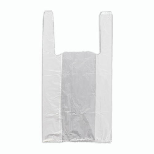 Пакет майка полиэтиленовый 24 + 12 х 45 см, 10 мкм, белый - 100 шт.