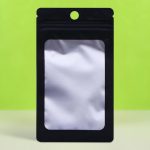 Пакет Зип-лок с окном, с еврослотом, черный, 8 х 12 см - 100 шт.