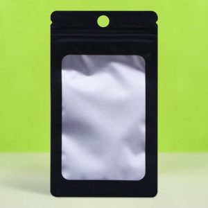 Пакет Зип-лок с окном, с еврослотом, черный, 8 х 12 см - 100 шт.