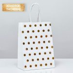 Пакет крафт с золотым тиснением, круглая ручка, белый, 15 х 21 х 8 см, 120 г - 12 шт.