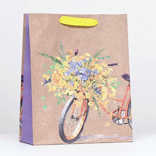 Пакет крафт "Летний букет" 26 х 32 х 12 см - 6 шт.