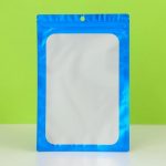 Пакет Зип-лок с окном, с еврослотом, синий, 15.5 х 23.5 см - 100 шт.