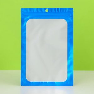 Пакет Зип-лок с окном, с еврослотом, синий, 15.5 х 23.5 см - 100 шт.