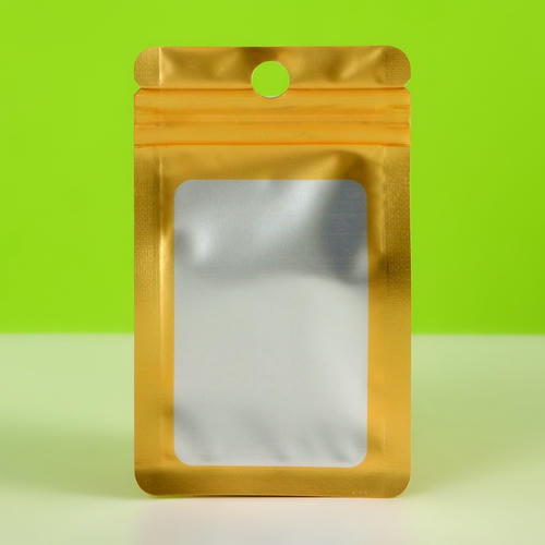 Пакет Зип-лок с окном, с еврослотом, золотой, 6 х 10 см - 100 шт. — изображение 3