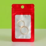 Пакет Зип-лок с окном, с еврослотом, красный, 6 х 10 см - 100 шт.