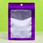 Пакет Зип-лок с окном, с еврослотом, фиолетовый, 10 х 14 см - 100 шт.