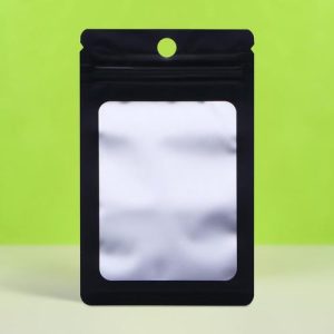 Пакет Зип-лок с окном, с еврослотом, черный, 7 х 10 см - 100 шт.