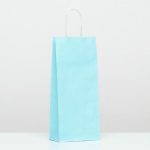 Пакет крафт под бутылку, Голубой, 14 х 8 х 32 см - 10 шт.