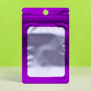 Пакет Зип-лок с окном, с еврослотом, фиолетовый, 7 х 10 см - 100 шт.