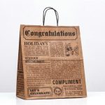 Пакет крафт "Газета" коричневая 32 х 19,5 х 37 см - 10 шт.