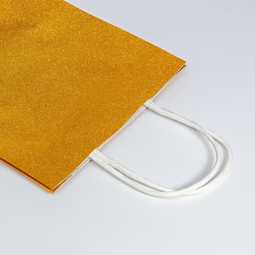 Пакет подарочный бумажный с глиттером золотой, 15 х 8 х 21 см - 5 шт. — изображение 3