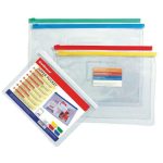 Папка-конверт на ZIP-молнии В6 140 мкм, ErichKrause PVC Zip Pocket, прозрачная микс, до 100 листов - 12 шт.