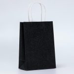 Пакет подарочный бумажный с глиттером чёрный, 15 х 8 х 21 см - 5 шт.