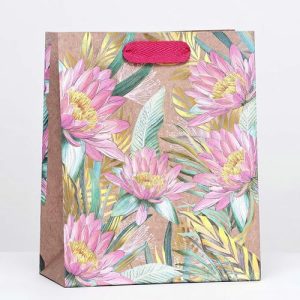 Пакет крафт "Хризантемы" 18 х 22,3 х 10 см - 6 шт.