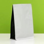 Пакет восьмишовный под кофе, с клапаном, плоское дно, белый-черный,20 х 13 х 7 см - 50 шт.