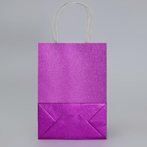 Пакет подарочный бумажный с глиттером сиреневый, 15 х 8 х 21 см - 5 шт. — изображение 2