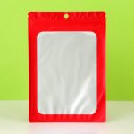 Пакет Зип-лок с окном, с еврослотом, красный, 14 х 20 см - 100 шт.