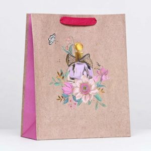 Пакет крафт "Цветочная композиция" 26 х 32 х 12 см - 6 шт.