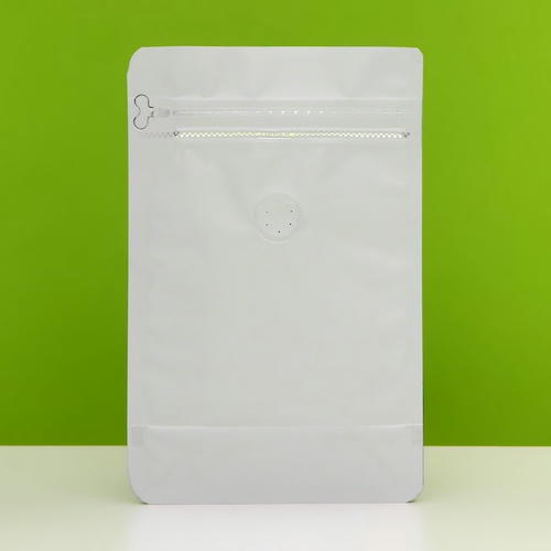 Пакет восьмишовный под кофе, с клапаном, плоское дно, белый-черный,20 х 13 х 7 см - 50 шт. — изображение 3