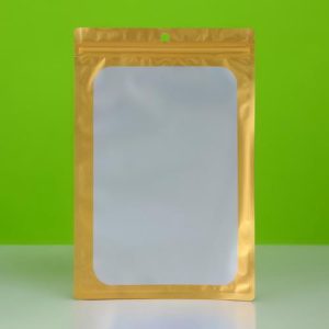 Пакет Зип-лок с окном, с еврослотом, золотой, 16 х 24 см - 100 шт.