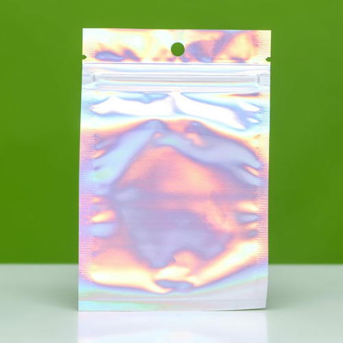 Пакет Zip-lock ПЭТ, иридисцентный, со сплошным окном, плоский, еврослот 8 х 12 см - 100 шт.