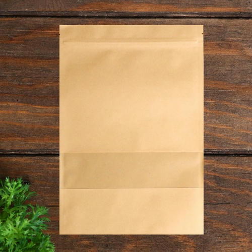 Пакет Zip-lock Крафт с прямоугольным окном, плоский, 18 х 30 см - 50 шт.