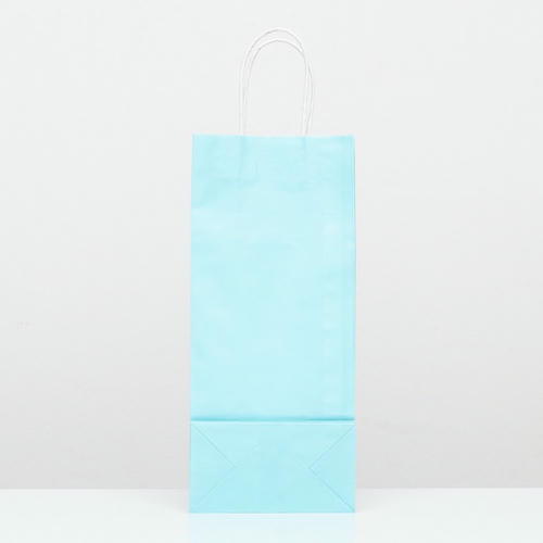 Пакет крафт под бутылку, Голубой, 14 х 8 х 32 см - 10 шт. — изображение 2