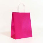 Пакет подарочный бумажный с глиттером розовый, 21 х 11 х 27 см - 5 шт.