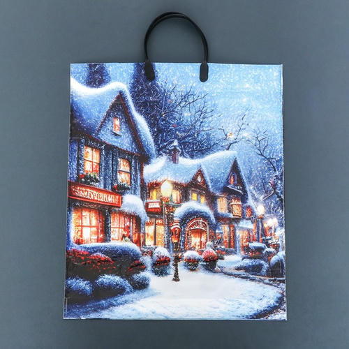 Новый год. Пакет "Рождественская ночь", полиэтиленовый с пластиковой ручкой, 37,5х44,5 см - 5 шт.