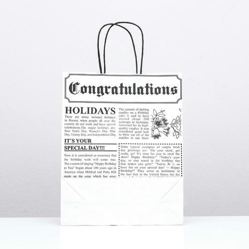 Пакет крафт "Газета" белая 25 х 10 х 32 см - 10 шт. — изображение 2