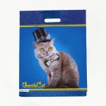 Пакет "Кот джентльмен", полиэтиленовый, с вырубной ручкой, 38 х 47 см, 60 мкм - 25 шт.