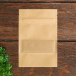 Пакет Zip-lock Крафт с прямоугольным окном, плоский, 9 х 14 см - 50 шт.