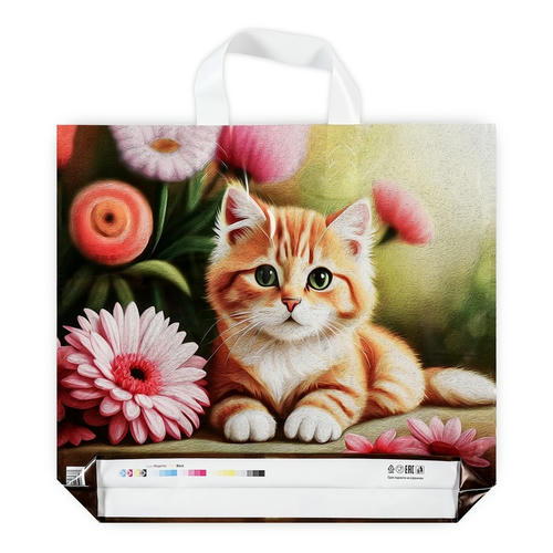 Пакет "Рыжий котенок", полиэтиленовый с петлевой ручкой, 37 х 34 см, 70 мкм - 50 шт. — изображение 2